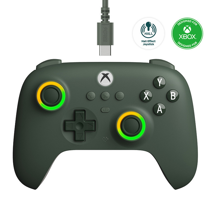 8BitDo Ultimate C Controlador De Jogos Com Fio Para Xbox , RGB Lighting Fire Ring E Joysticks De Efeito Hall , Windows 10/11