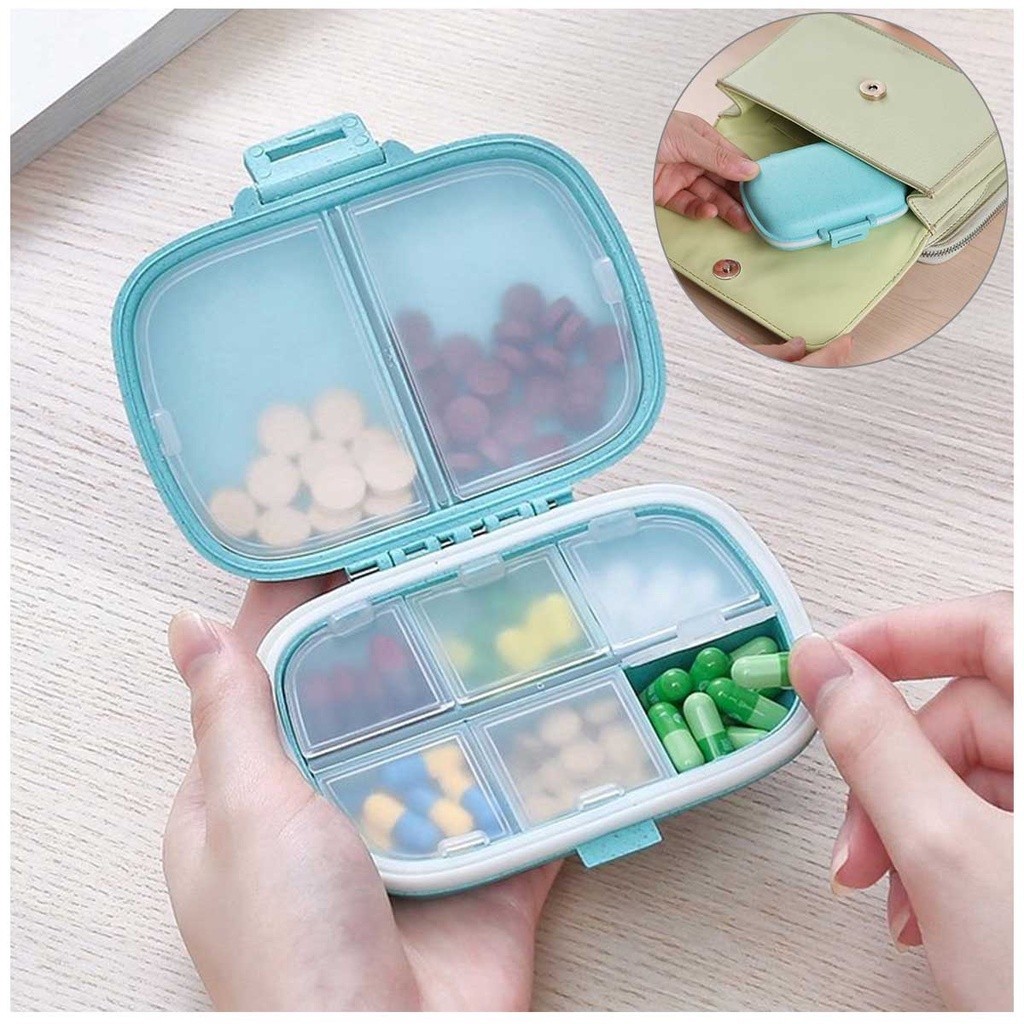 Estojo Caixa Organizadora Porta Comprimidos Cápsulas Compacto De Bolsa Viagem Semanal Divisórias Manhã Noite