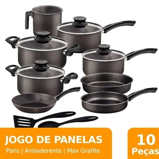 Jogo de Panelas Tramontina Paris Antiaderente Starflon Max Grafite 10 Peças em Oferta na Shopee