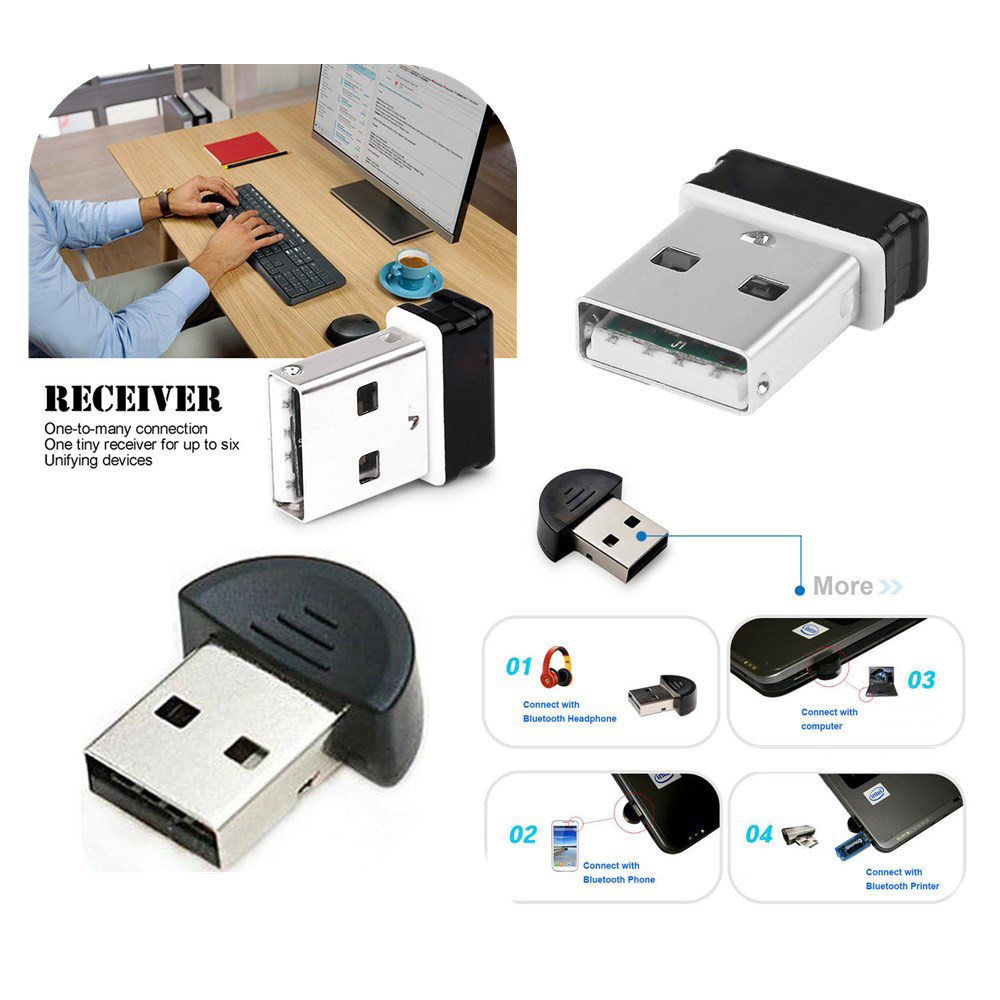 Receptor Unificador 1 A 6 Dispositivos Para Teclado USB Sem Fio Logitech Mouse Dongle 6 Vias Adaptador Bluetooth