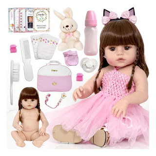 Boneca Bebê Reborn Silicone Menina Bailarina 22 Acessórios