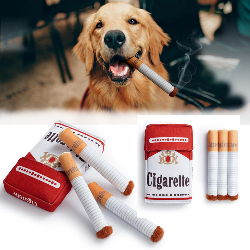Engraçado Interativo Brinquedos De Pelúcia Para Cães Criativo Cigarro Giggles Brinquedo De Mastigar Caixa De Presentes A
