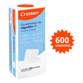 Kit 6 Algodão Quadrado Cremer 100und cada em Oferta na Shopee
