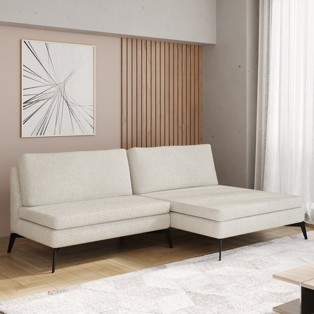 Sofá Modular 2 Lugares com Chaise 200cm Calla Cabecasa Madeiramadeira ...