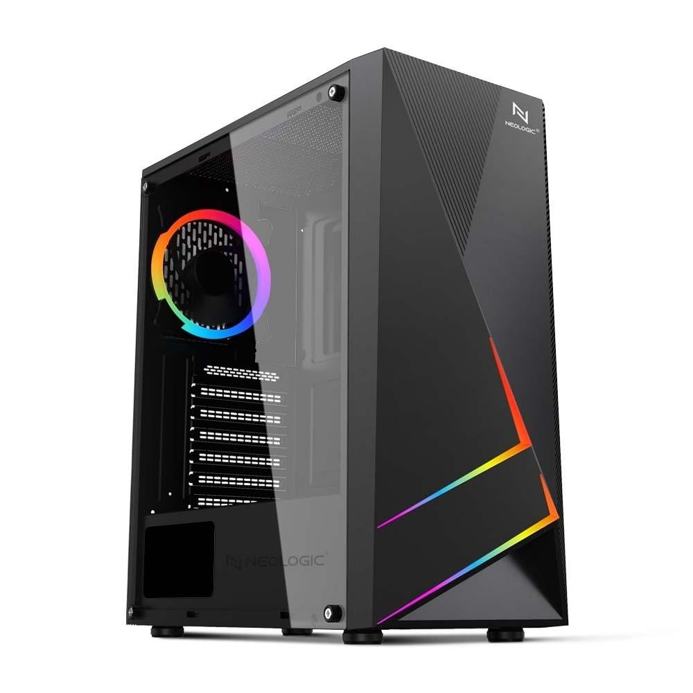 GABINETE NEOLOGIC GAMER NL-ECG45 RAINBOW, 1 FAN COOLER RGB INCLUSO, PSU COVER, LATERAL DE ACRILICO