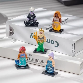 Construindo Blocos Disney Mermaid Minifigures Mickey Mouse Mouse Crianças Montagem Educacional Meninos Meninas Série Brinquedos