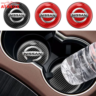 1Pc Nissan Porta-Copos Redondos De Fibra De Carbono Almofada Antiderrapante Para Nissan Kicks Versa Tiida March Sentra Livina gtr