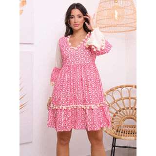 VESTIDO CURTO ALGODAO LASE BOHO L23