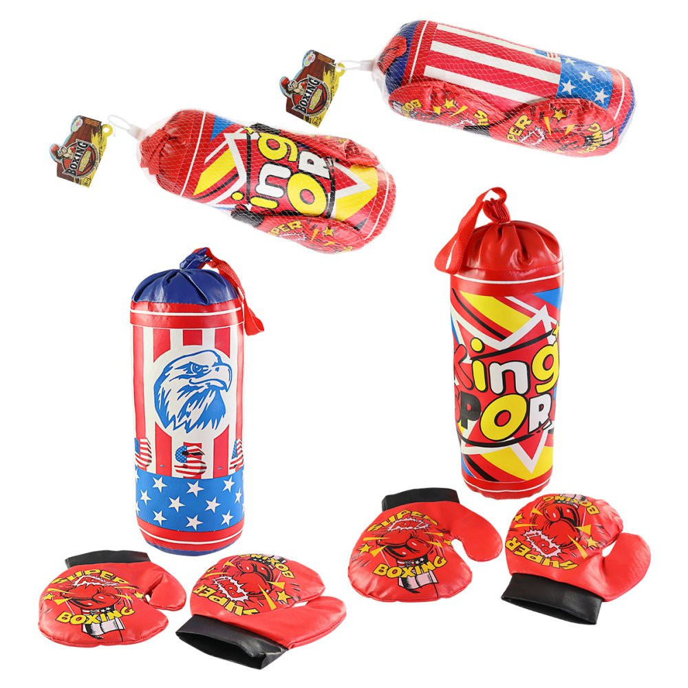 Kit Boxe Boxeador Saco de Pancada Infantil com Par de Luvas