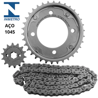 Kit Transmissão Relação Biz 100 1998 Até 2005 Aço 1045