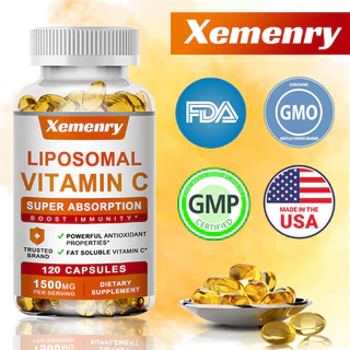 XEMENRY Cápsulas De Vitamina C (1500 mg) Com 50 De Mistura Fosfolípida De Girassol Não-GMO E Óleos De Gema De Ovo