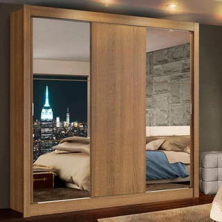 Guarda-Roupa Casal Madesa Lyon 3 Portas de Correr com Espelhos 2 Gavetas em Oferta na Shopee