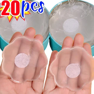 20Pcs Capa De Mamilo De Silicone-Soutien De Pétalas Invisíveis-Reutilizável , Autoadesivo , Sem Alças , Impermeável , Pasta Ultra Fina-Capas Para Mulheres Com Caixa De Viagem
