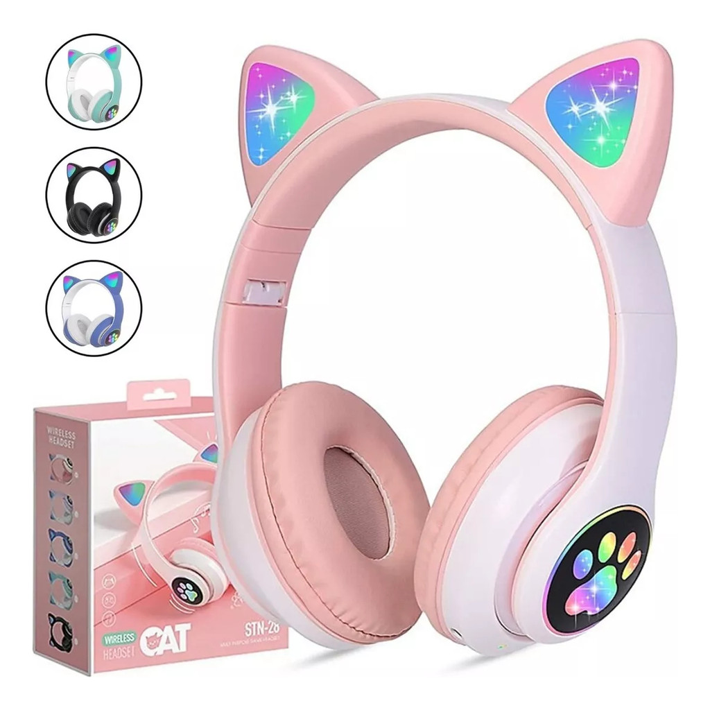 Fone De Ouvido Gatinho Fofinho Bluetooth Led Cat Headset | Shopee Brasil