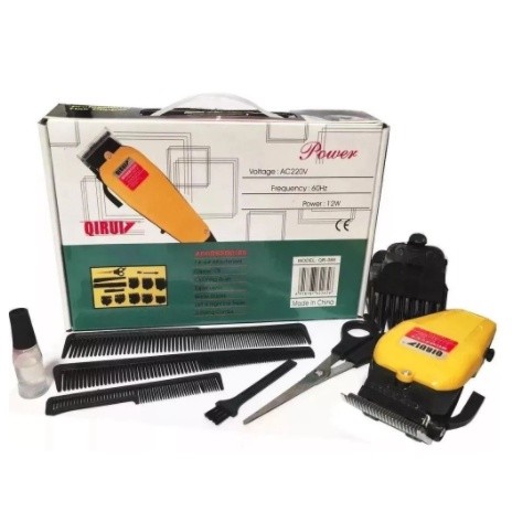 Máquina De Corta Cabelo Linha Profissional 110v/220v Qirui QR-089 Amarela