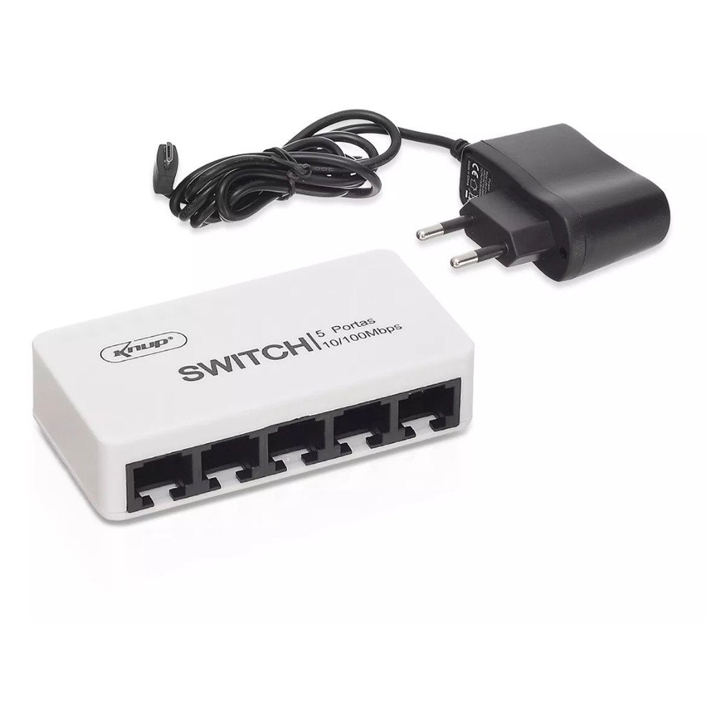 Switch Mini 5 Portas Hub Cabo Rede/Ethernet 10/100mbps