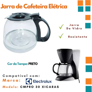 Jarra de Cafeteira Compativel com Cafeteira Electrolux CMPRO 30 Xicaras Vidro Forte