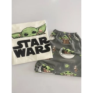 Pijama Short/Baby Doll Manga Curta Feminino Estampado Personagens Yoda Star Wars