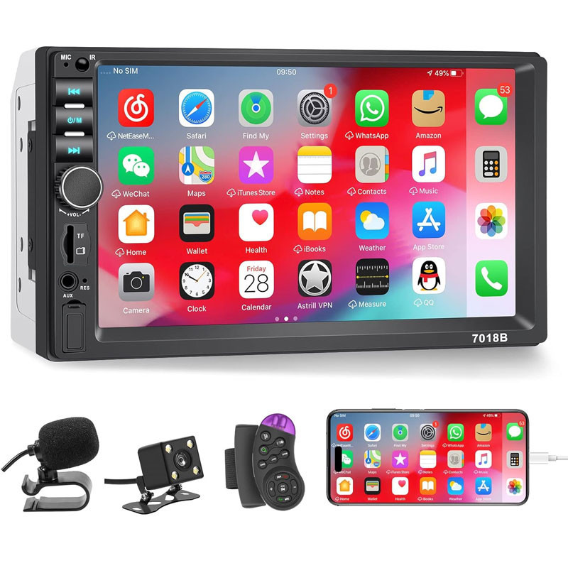 Central Multimídia Automotiva 7 Inch Mp5 Bluetooth Com Tela Sensível Ao Toque Usb/Aux/Tf Mirrorlink