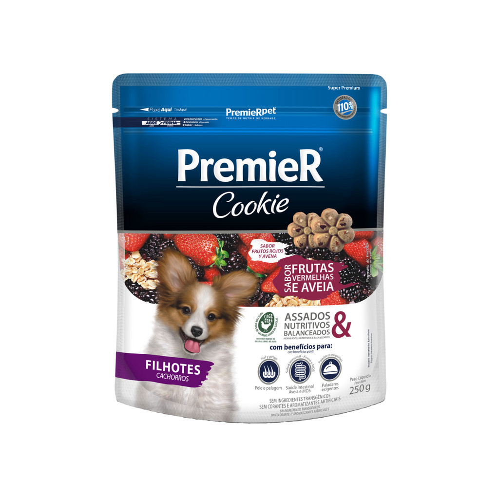 Biscoito Premier Cookie Fit para Caes Filhotes sabor Frutas Vermelhas e ...