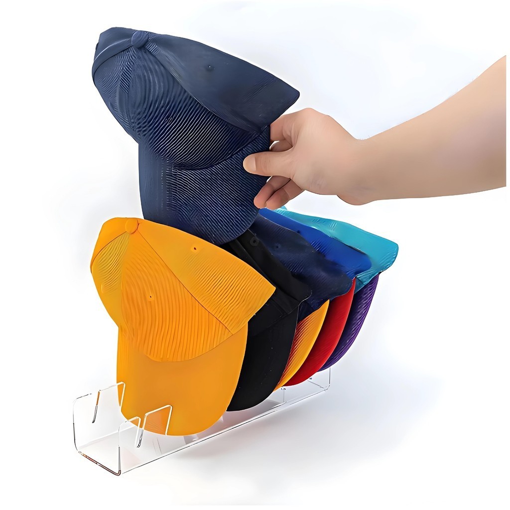 Suporte Organizador De Boné em Acrílico - Transparente e Preto 29 x 8 x 7,5 cm Ate 7 Bone | Shopee Brasil