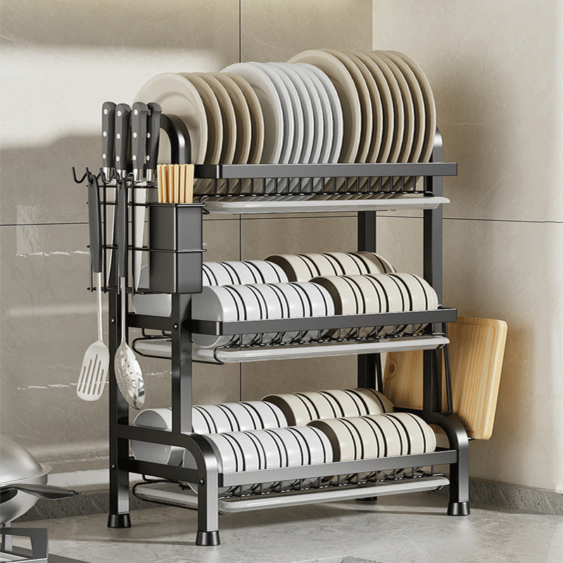 Escorredor Kitchen Rack Aço Inoxidável Organizador Louça Preto