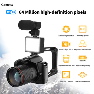 D5 WIFI DSLR 4K Dual Camera 64 Milhões De Câmera De Vídeo Digital De Beleza Visão Noturna Com (Suporte De Luz E Microfone)