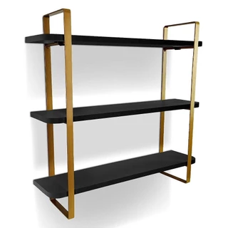 Prateleira Tripla Hone - Dourado/Preto