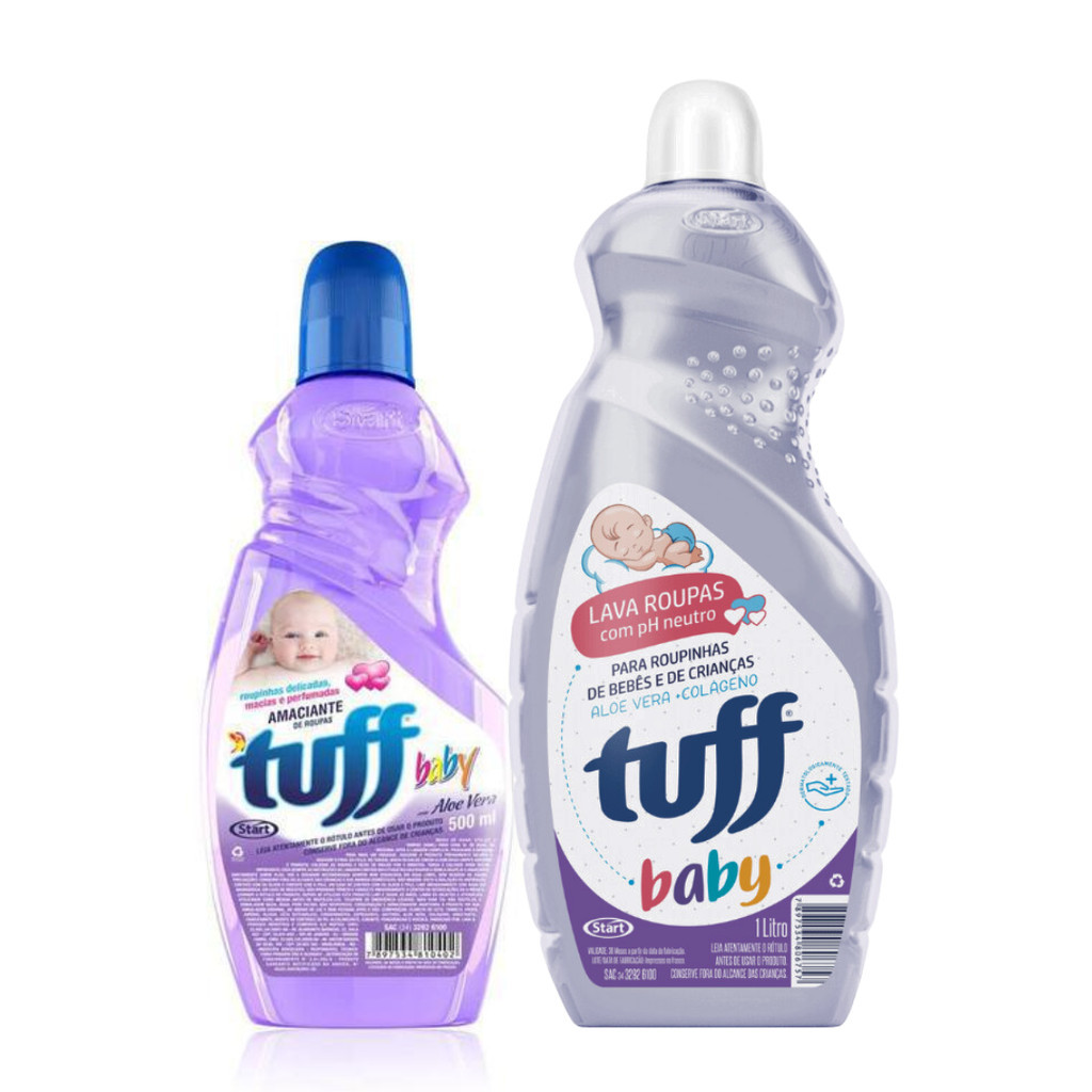 Kit Lava Roupas Líquido Neutro 1L + Amaciante 500ml Tuff Baby Limpeza ...