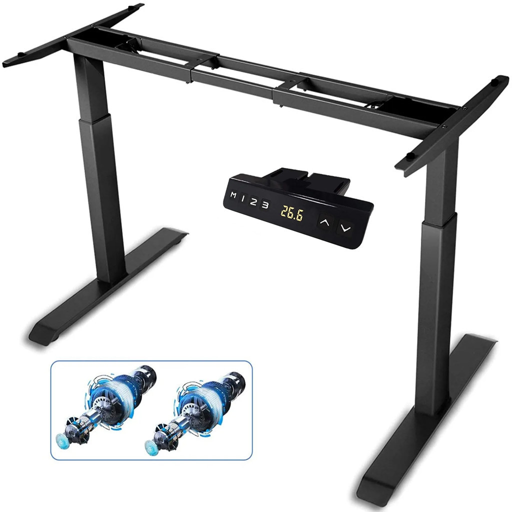 Moldura de mesa de computador ajustável elétrica, pernas de mesa ajustáveis em pé, apenas base de mesa em pé, moldura de mesa para casa e escritório (preto)