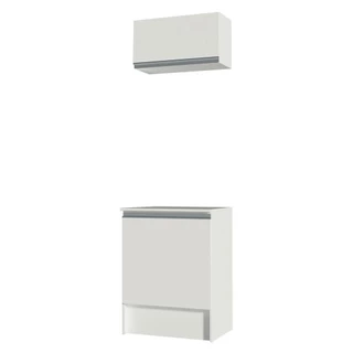 Kit Madesa Topazio 60 cm 2 Portas com Armário Aéreo e Balcão - Branco em Oferta na Shopee