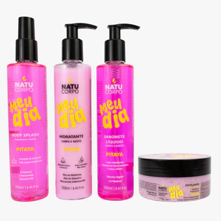 Kit Pitaya Natucorpo Completo - Body Splash 250ml + Hidratante 250ml + Sabonete Líquido 250ml + Esfoliante 170g