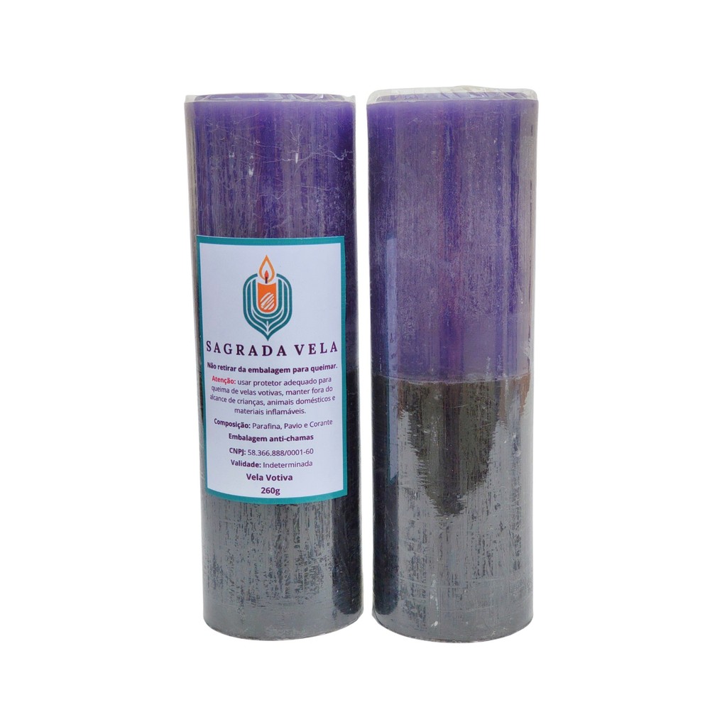 KIT 2 VELAS VOTIVA 7 DIAS 260G SAGRADA VELA - (ROXA E PRETA) | Shopee ...