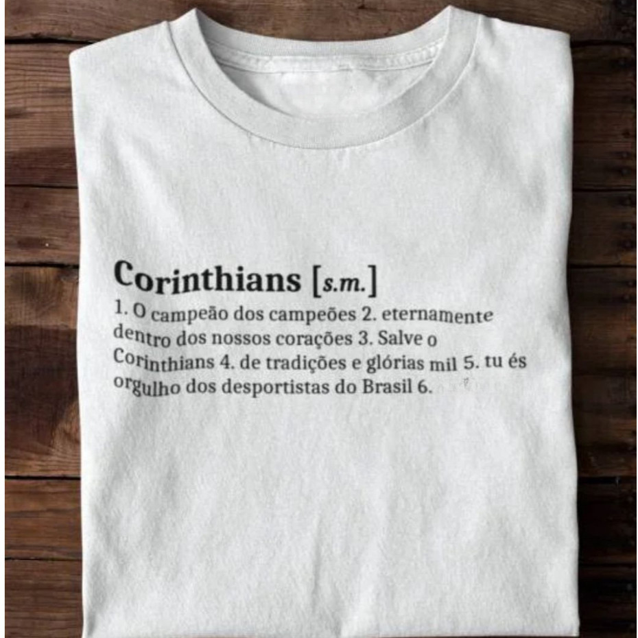 Camiseta Gola Redonda Unissex Corinthians Versículo Camisa Algodão Malha Peruana Premium