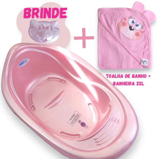 Kit Banheira de bebe 22L + Toalha de banho bebê + Saboneteira em Oferta na Shopee
