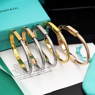 Tiffan@y Pulseira Fashion Bracelet Nova Série Lock Half Diamond Com Tendência Personalizada Masculina E Feminina Logotipo M gt879