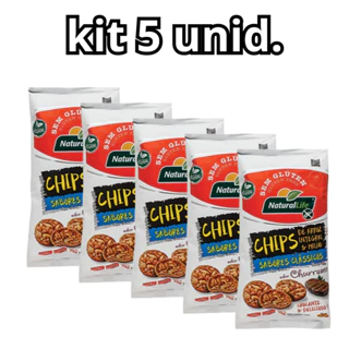 KIT 5 unid Chips de Arroz Integral e Milho Sabor Churrasco Kodilar 70g