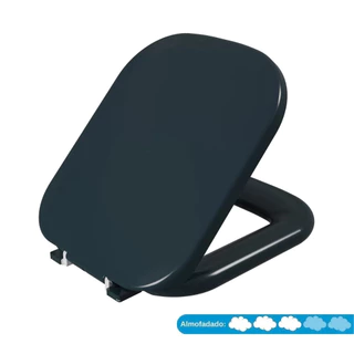 Assento Sanitário Quadrado Preto Almofadado Astra Tampa de Vaso Banheiro Lavabo Vaso Sanitário