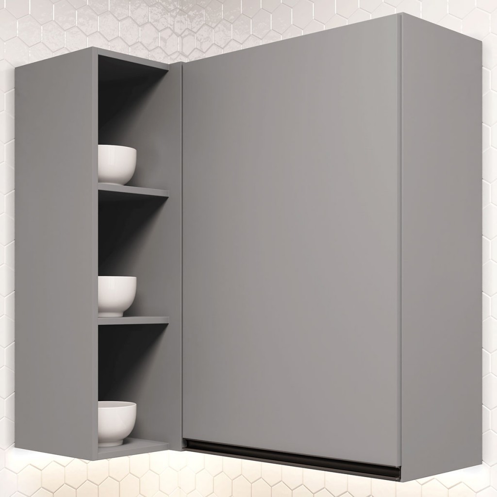 Armário Aéreo Cozinha Belize 1 Porta 100% Mdf Cinza C507 - Henn