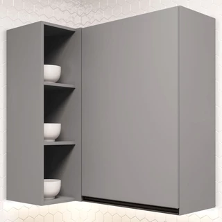 Armário Aéreo Cozinha Belize 1 Porta 100% Mdf Cinza C507 - Henn