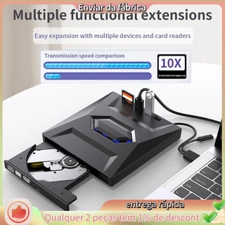 Gravador De CD Externo De DVD E Player Tipo C/USB3.0 Unidade Externa Para PC Portátil Windows 11/10/8/7