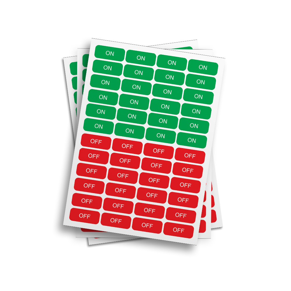 Cartela De Adesivos Sinalizacao ON e OFF Para Identificacao - Vinil PVC ...