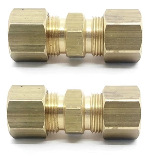 Kit 2 União Porca Anilha Compressão 5/16A x 5/16A Tubo Cobre
