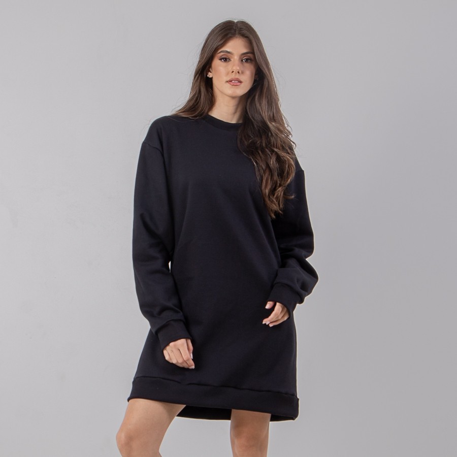 Vestido Moletom Feminino Manga Longa Confortável Inverno | Shopee Brasil