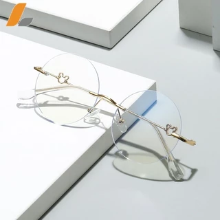 Frameless redondo Óculos Frame Retro Anti-Blue Light Glasses Ultra-Light Plain Street Shot Decoração Plain Glasses
