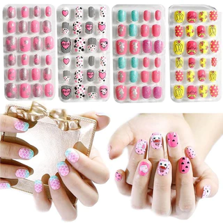 KIT 24 Unhas Postiça Infantil Para Crianças Kids em Oferta na Shopee