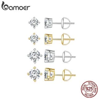 Bamoer 925 Sterling Sliver Stud Brincos Moissanite 4-Prongs Jóias Presentes Para Mulheres em Oferta na Shopee