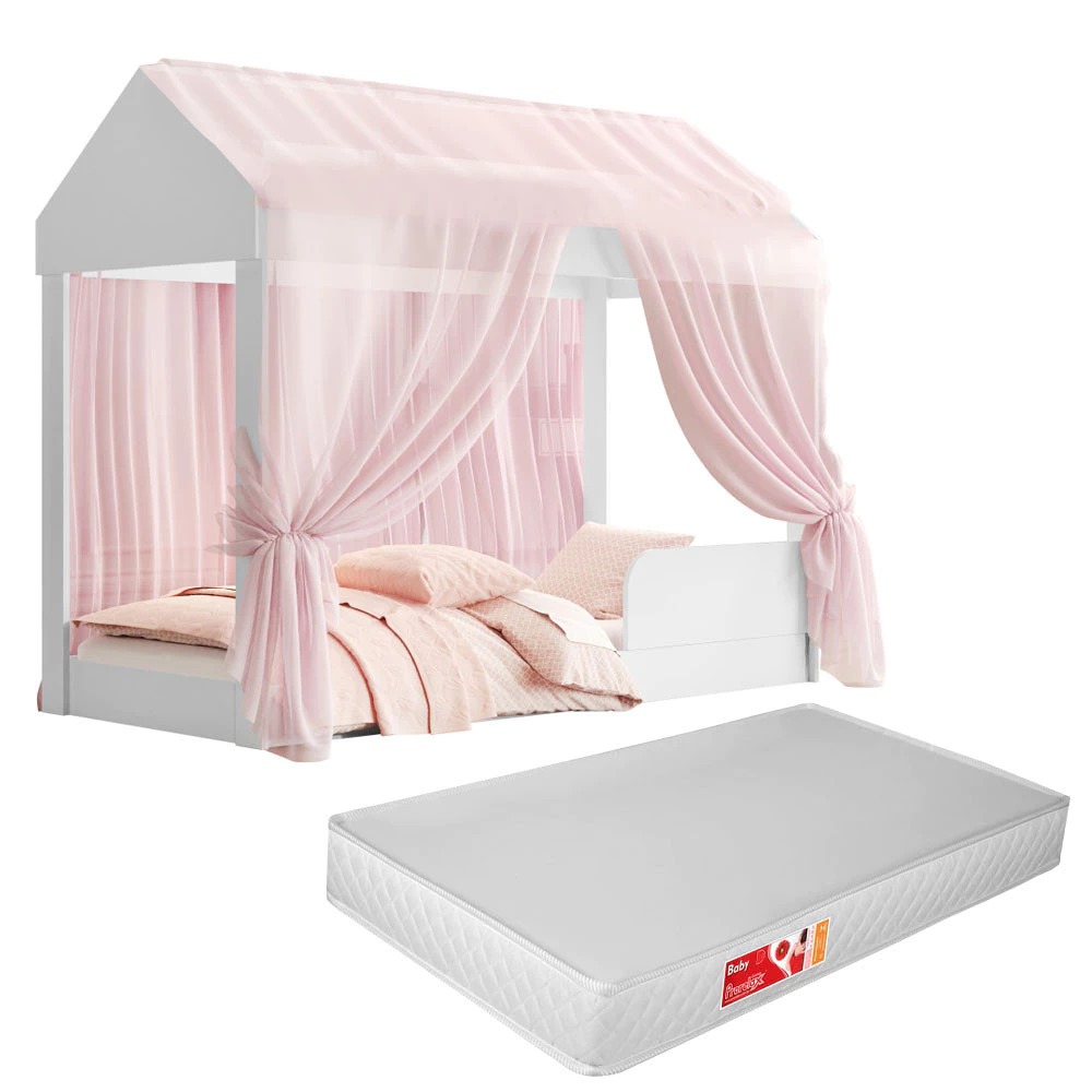 Cama Princesa Com Colchão Montessori Menina Infantil Docel Quarto Criança Carruagem Castelo