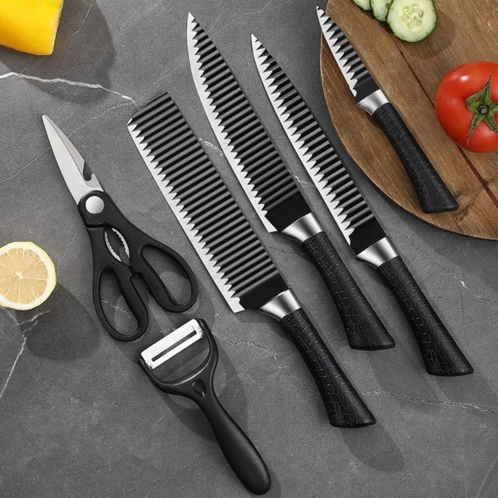 Kit de Facas Churrasco Inox Profissional Antiaderente 6 Peças