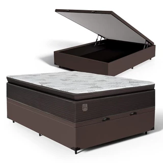 Cama Box Baú com Colchão Ravena Molas Ensacadas Com Pillow Top Casal 138cm